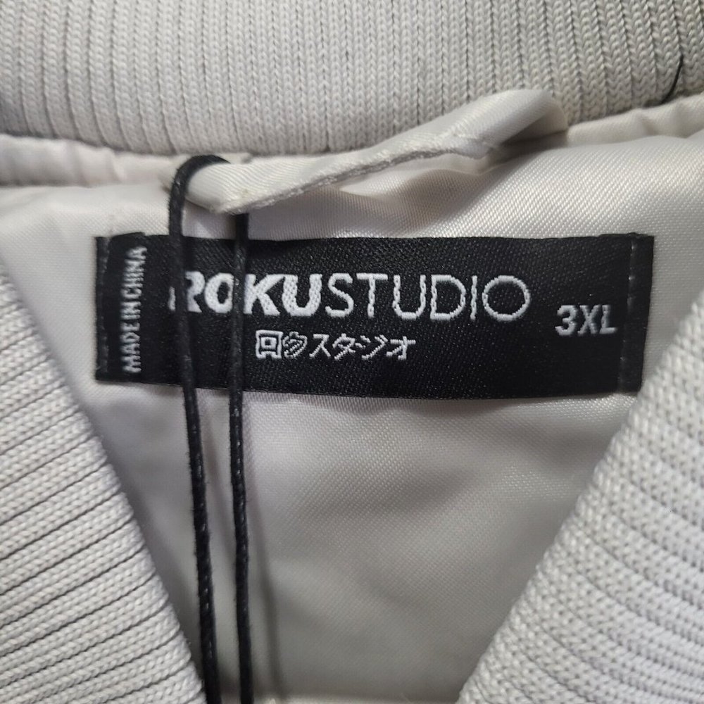 Roku Studio 'Ice Scream' Gray Satin Bomber Jacket Sz 3XL / 2XL, Runs Small - Picture 4 of 9